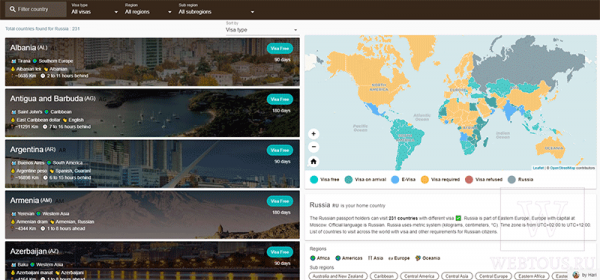Куда можно поехать без визы? Интерактивная онлайн карта