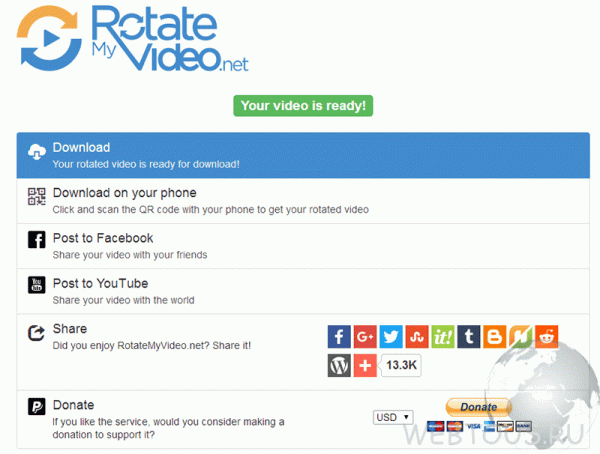 RotateMyVideo — сервис онлайн поворота видеоролика
